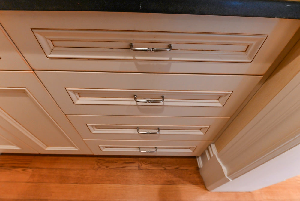 Traditional Cream Butler's Pantry with Sub-Zero Tall Wine Cooler