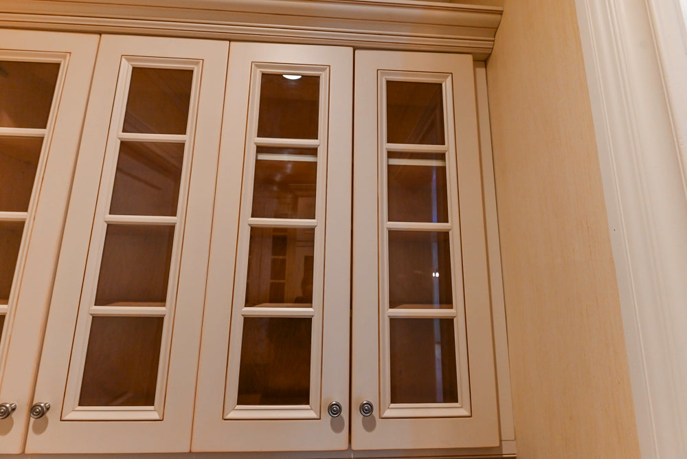 Traditional Cream Butler's Pantry with Sub-Zero Tall Wine Cooler