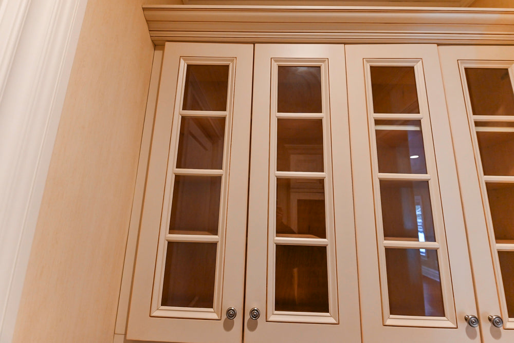 Traditional Cream Butler's Pantry with Sub-Zero Tall Wine Cooler