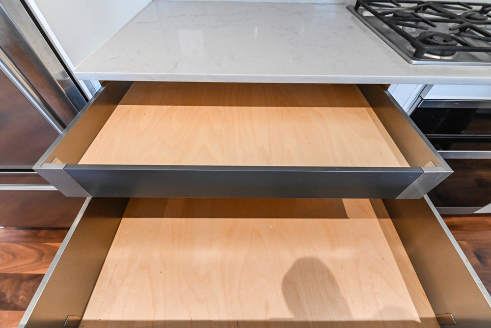 Modern Matte White Kitchen with Waterfall Island, Quartz Countertops & Miele Appliances