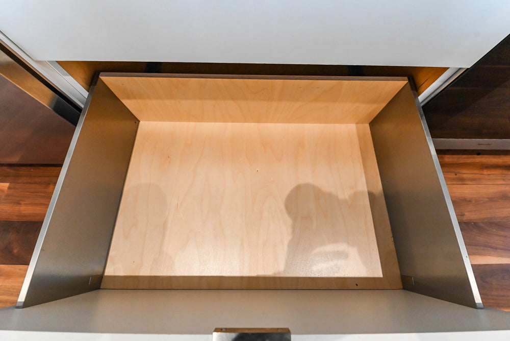 Modern Matte White Kitchen with Waterfall Island, Quartz Countertops & Miele Appliances