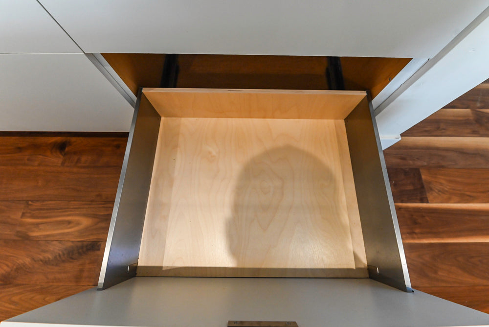 Modern Matte White Kitchen with Waterfall Island, Quartz Countertops & Miele Appliances