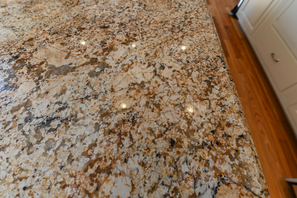 Traditional Light Cream Kitchen with Island, Granite Countertops and Appliances