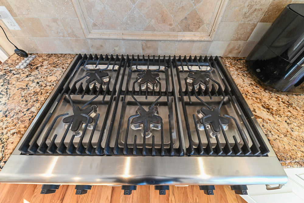 Traditional Light Cream Kitchen with Island, Granite Countertops and Appliances