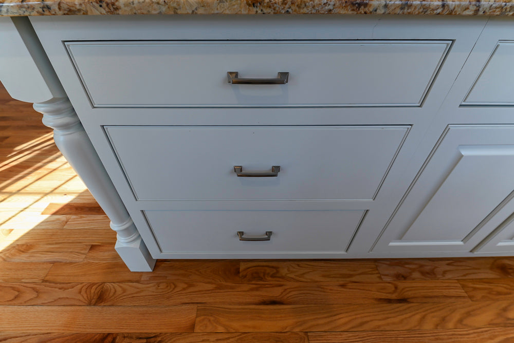 Traditional Light Cream Kitchen with Island, Granite Countertops and Appliances