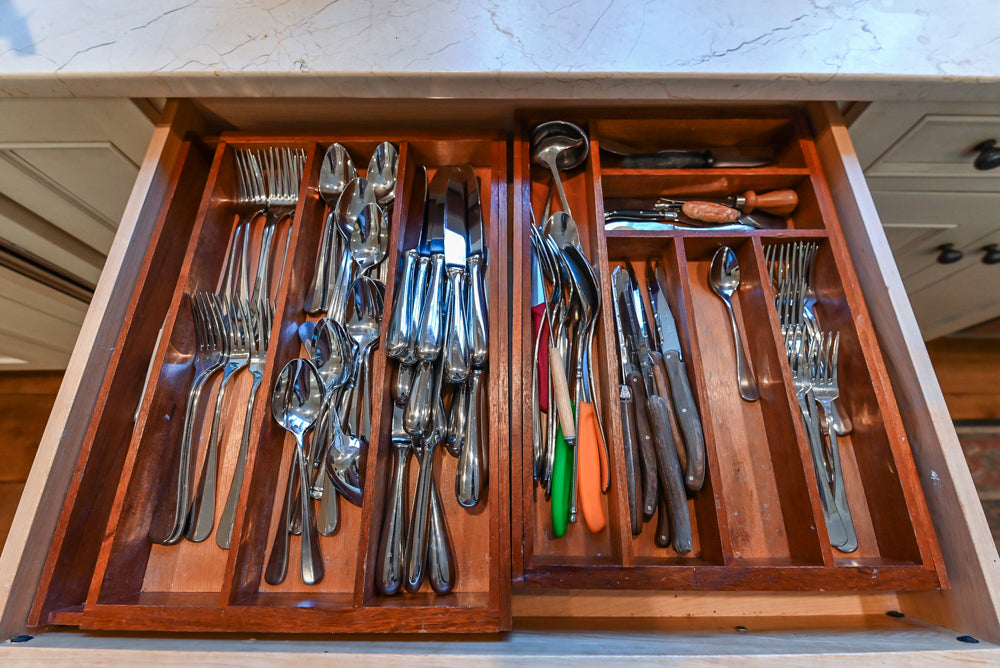 Wood-Mode Traditional Light Cream Kitchen with Marble Countertops and Wolf Range