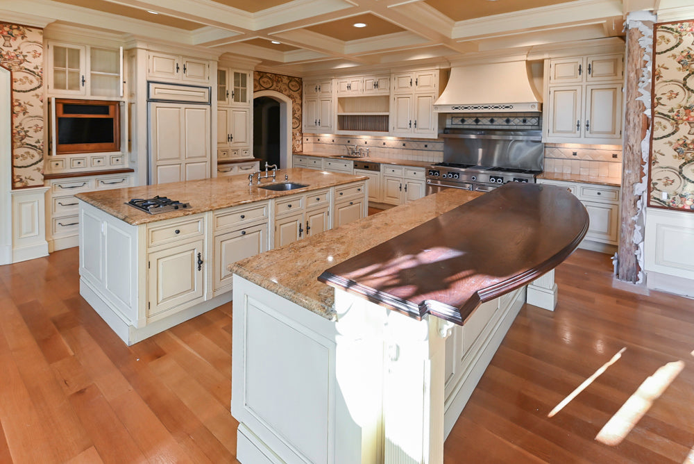 Christopher Peacock Traditional Cream Kitchen with Double Island, Granite Countertops & Appliances