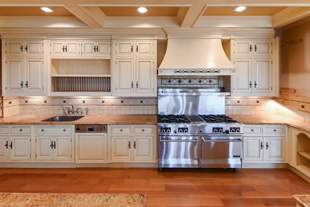 Christopher Peacock Traditional Cream Kitchen with Double Island, Granite Countertops & Appliances