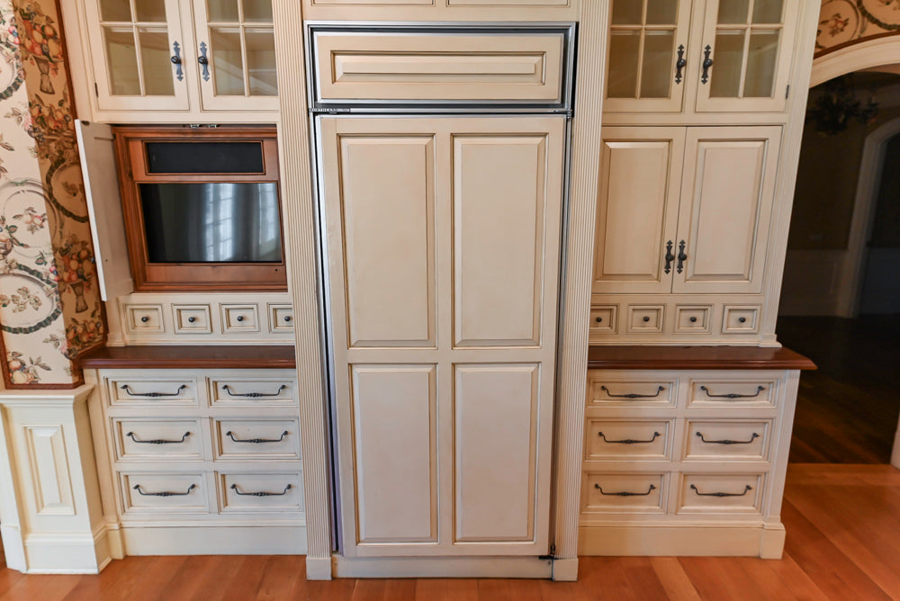 Christopher Peacock Traditional Cream Kitchen with Double Island, Granite Countertops & Appliances