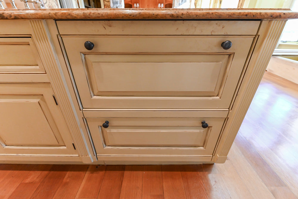 Christopher Peacock Traditional Cream Kitchen with Double Island, Granite Countertops & Appliances