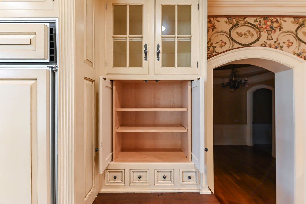 Christopher Peacock Traditional Cream Kitchen with Double Island, Granite Countertops & Appliances