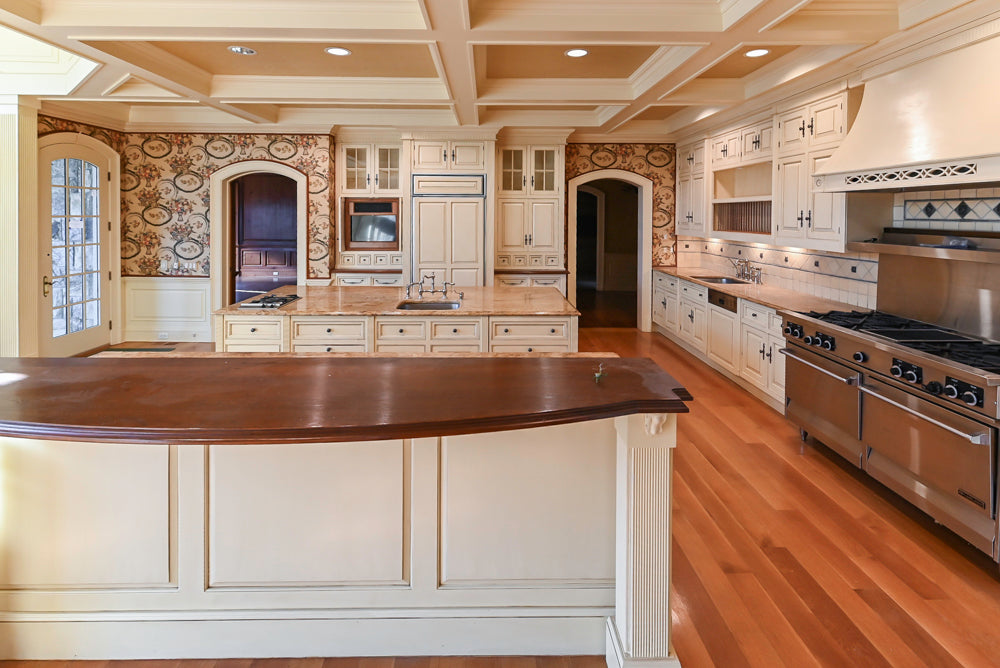 Christopher Peacock Traditional Cream Kitchen with Double Island, Granite Countertops & Appliances