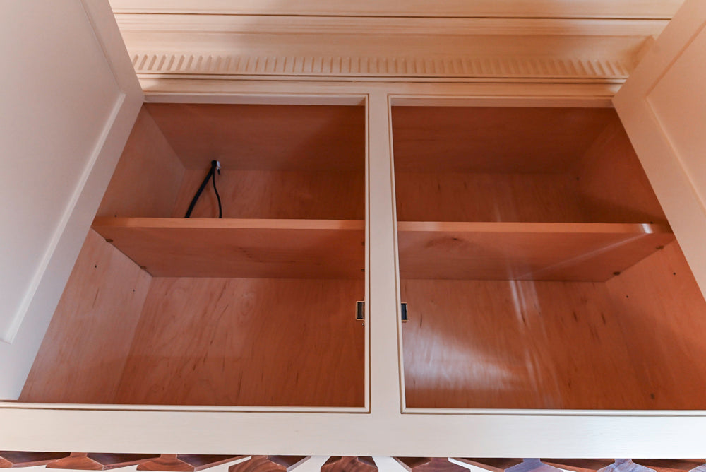 Christopher Peacock Traditional Cream Butler's Pantry with Granite Countertops & Sub-Zero Wine Coolers