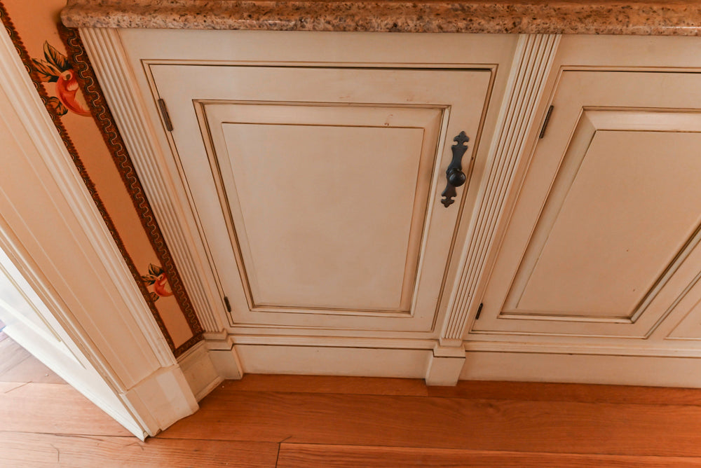 Christopher Peacock Traditional Cream Butler's Pantry with Granite Countertops & Sub-Zero Wine Coolers