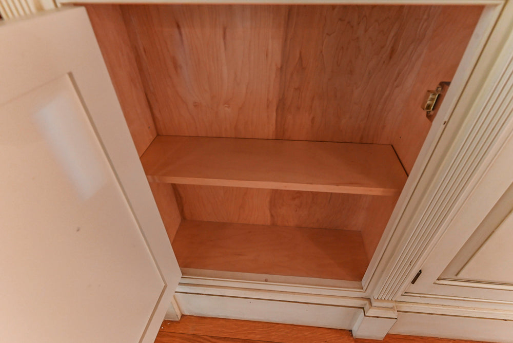 Christopher Peacock Traditional Cream Butler's Pantry with Granite Countertops & Sub-Zero Wine Coolers