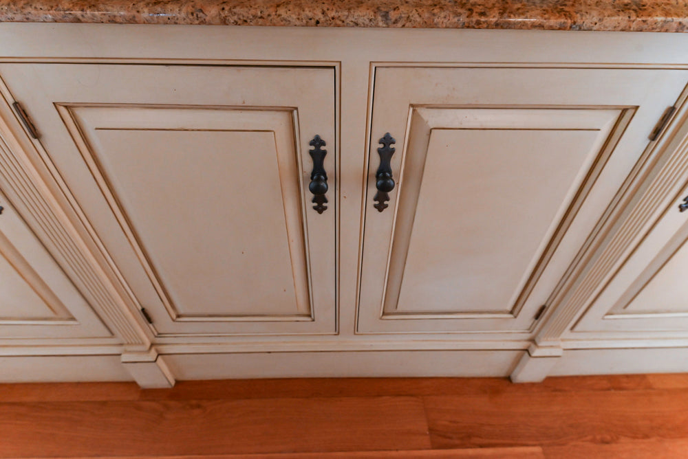 Christopher Peacock Traditional Cream Butler's Pantry with Granite Countertops & Sub-Zero Wine Coolers