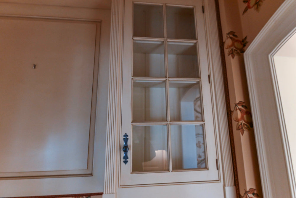 Christopher Peacock Traditional Cream Butler's Pantry with Granite Countertops & Sub-Zero Wine Coolers