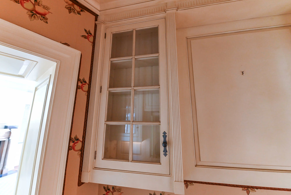 Christopher Peacock Traditional Cream Butler's Pantry with Granite Countertops & Sub-Zero Wine Coolers