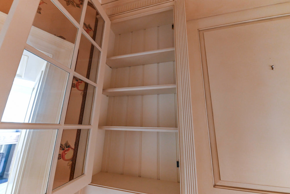 Christopher Peacock Traditional Cream Butler's Pantry with Granite Countertops & Sub-Zero Wine Coolers