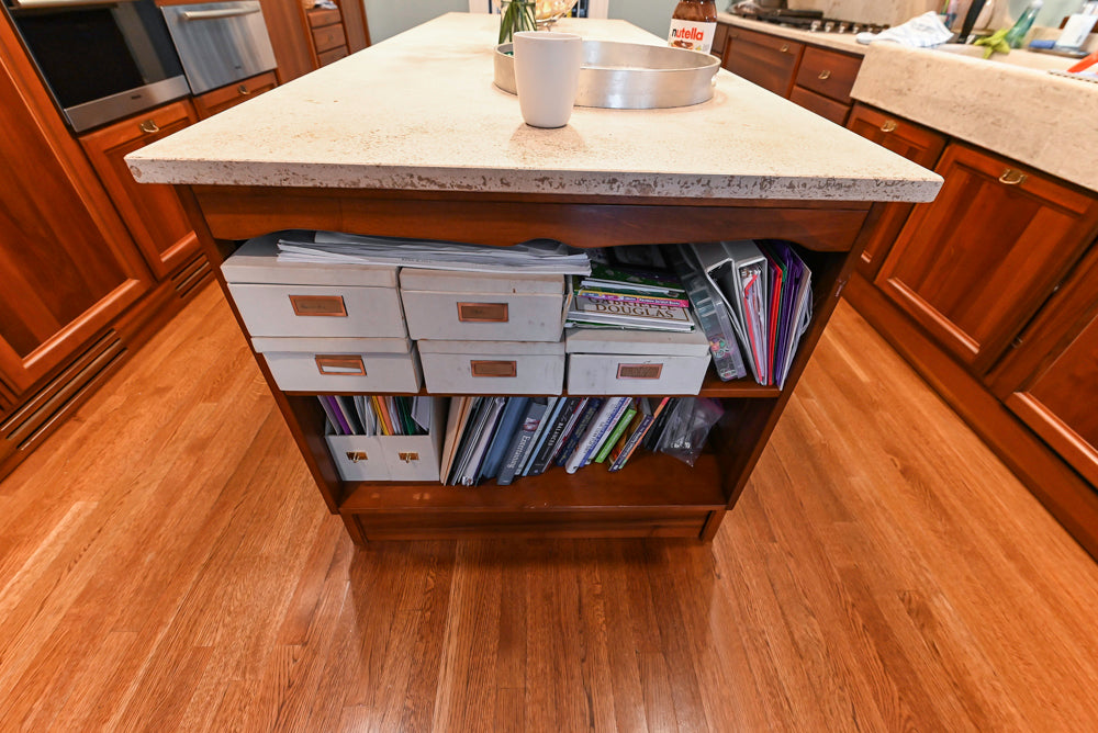 Custom Transitional Wooden Kitchen with Island, Stone Countertops and Miele Appliances