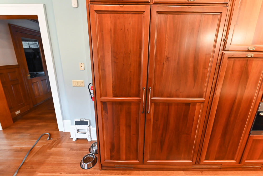 Custom Transitional Wooden Kitchen with Island, Stone Countertops and Miele Appliances