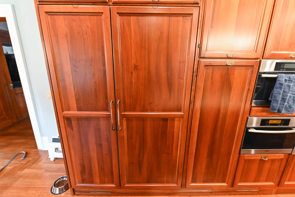 Custom Transitional Wooden Kitchen with Island, Stone Countertops and Miele Appliances
