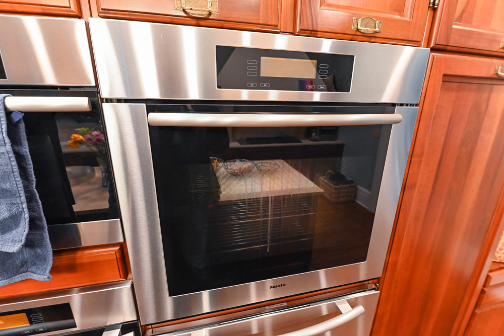 Custom Transitional Wooden Kitchen with Island, Stone Countertops and Miele Appliances