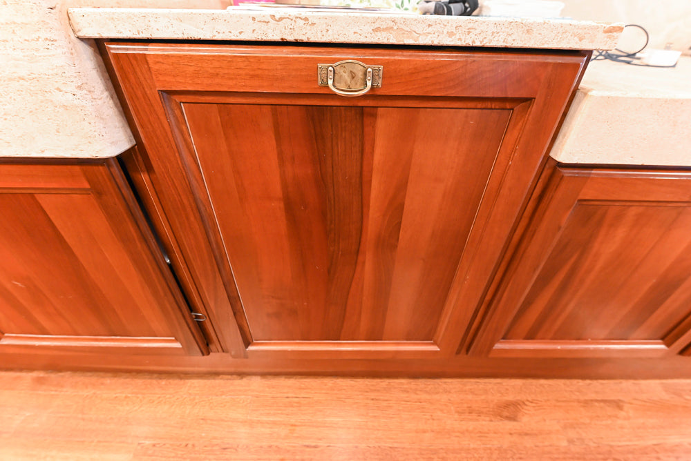 Custom Transitional Wooden Kitchen with Island, Stone Countertops and Miele Appliances