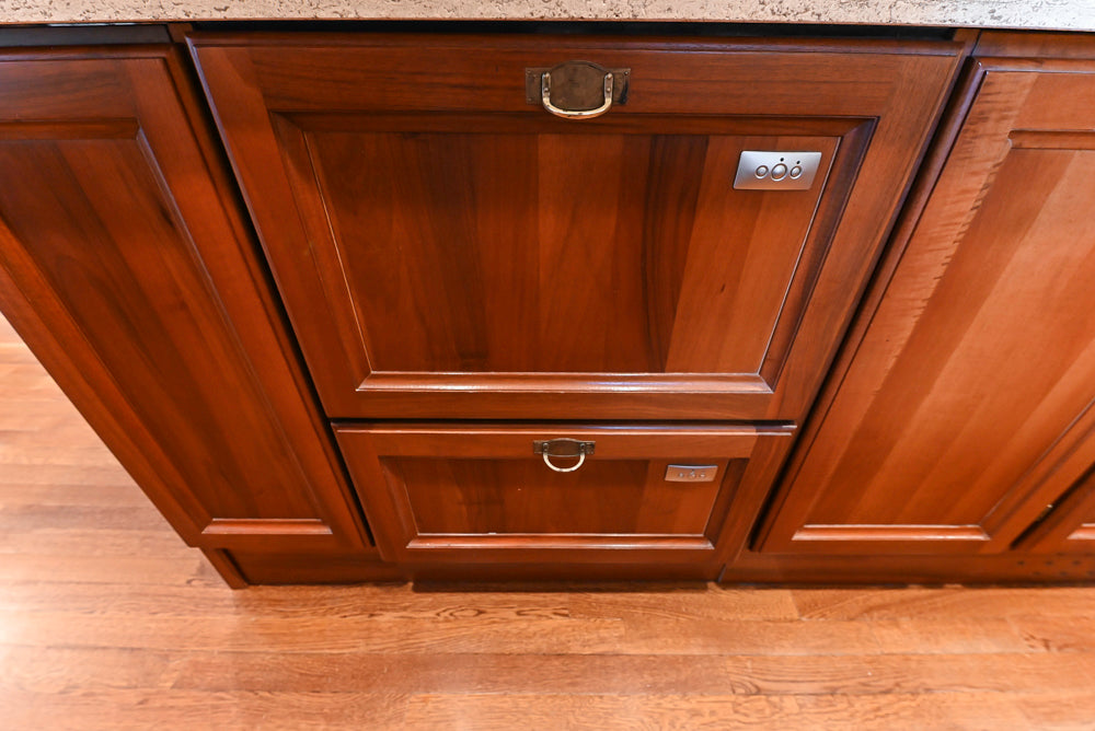 Custom Transitional Wooden Kitchen with Island, Stone Countertops and Miele Appliances