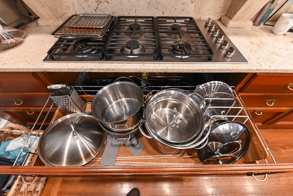 Custom Transitional Wooden Kitchen with Island, Stone Countertops and Miele Appliances