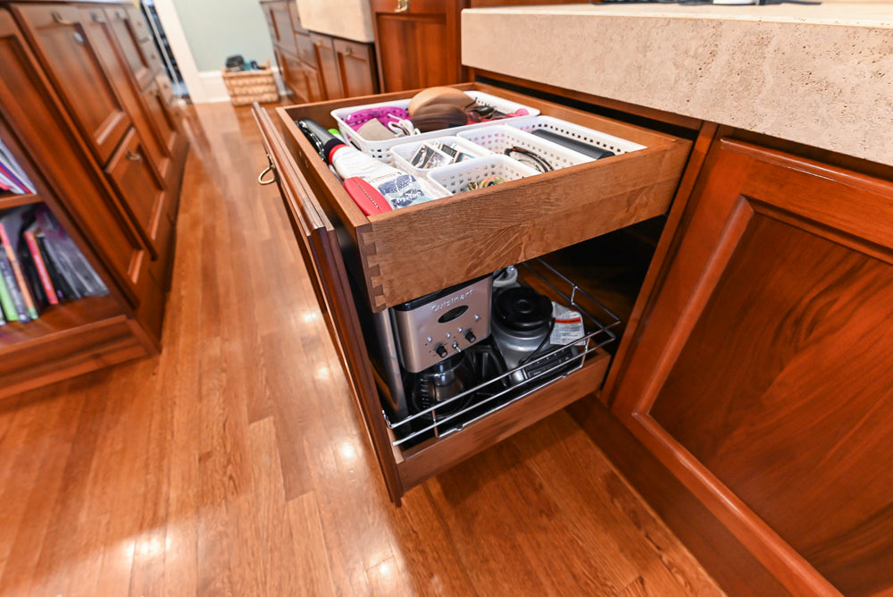 Custom Transitional Wooden Kitchen with Island, Stone Countertops and Miele Appliances