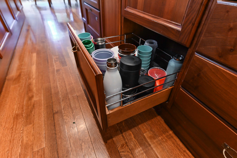 Custom Transitional Wooden Kitchen with Island, Stone Countertops and Miele Appliances