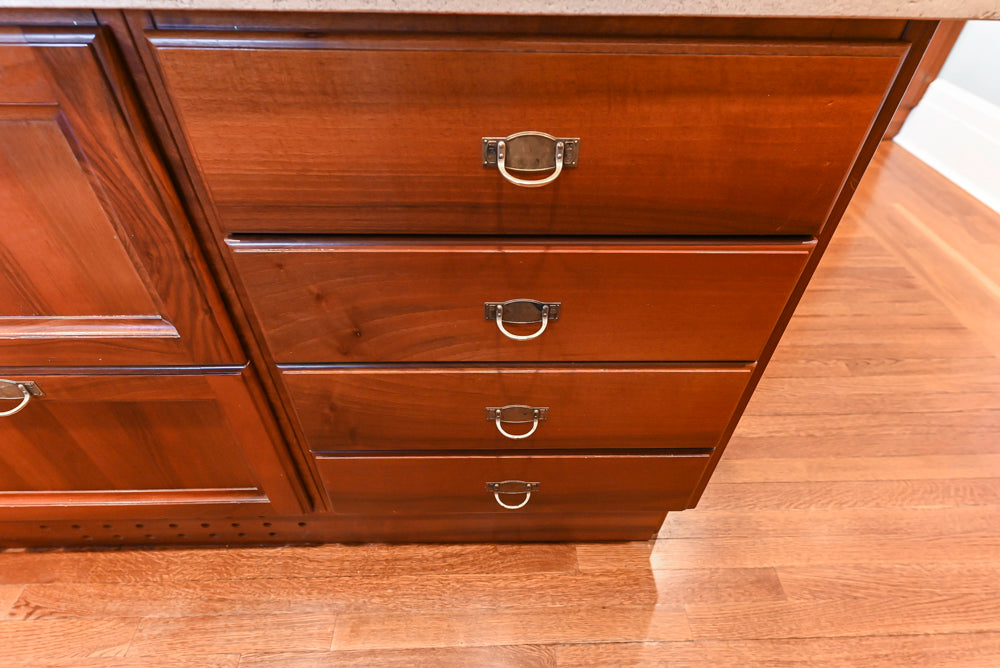 Custom Transitional Wooden Kitchen with Island, Stone Countertops and Miele Appliances