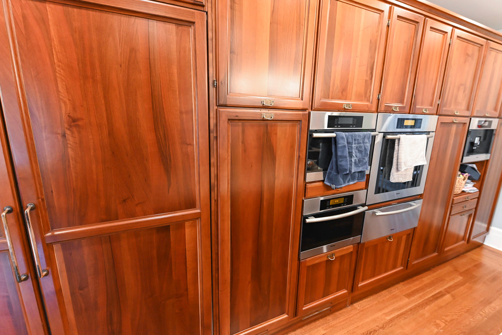Custom Transitional Wooden Kitchen with Island, Stone Countertops and Miele Appliances