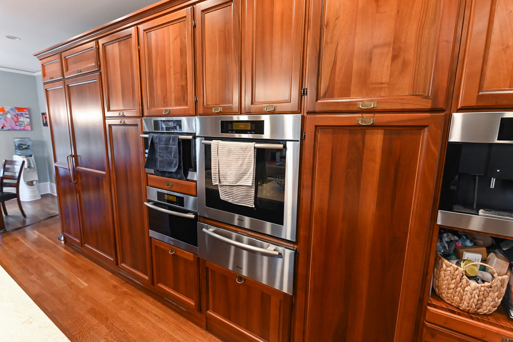 Custom Transitional Wooden Kitchen with Island, Stone Countertops and Miele Appliances