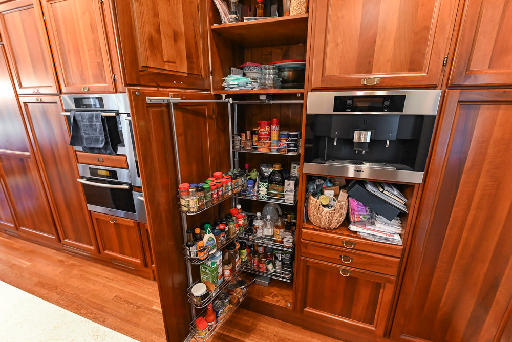 Custom Transitional Wooden Kitchen with Island, Stone Countertops and Miele Appliances