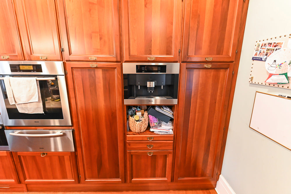 Custom Transitional Wooden Kitchen with Island, Stone Countertops and Miele Appliances