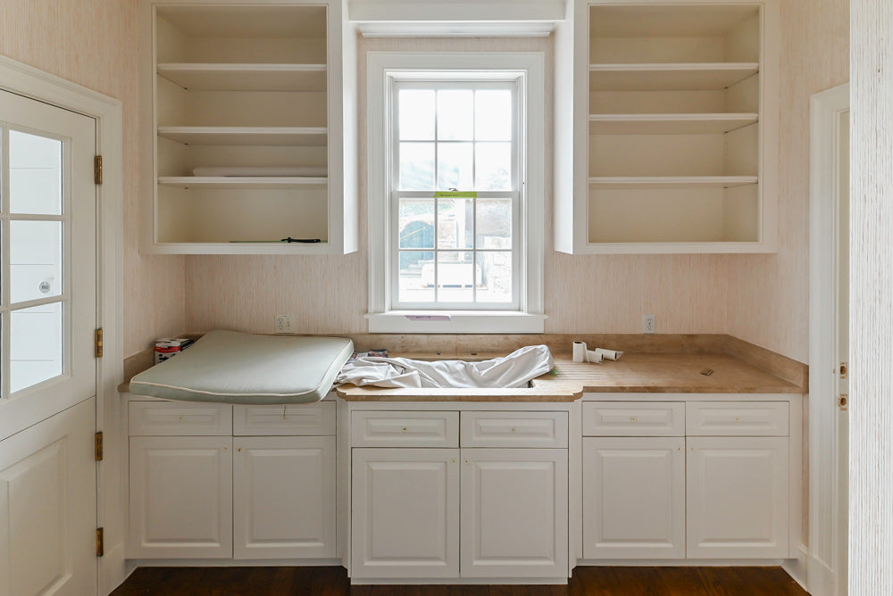 Traditional White Butler's Pantry with Built-In Sink