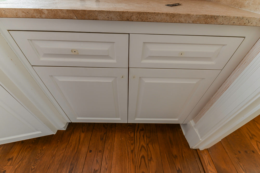Traditional White Butler's Pantry with Stone Countertops and Built-In Sink