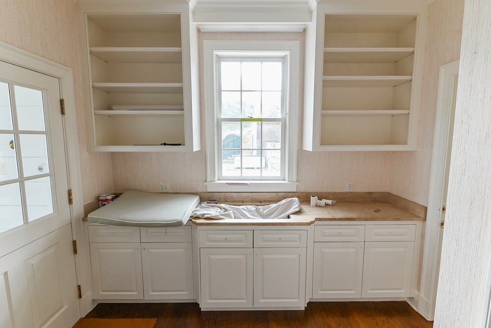 Traditional White Butler's Pantry with Built-In Sink
