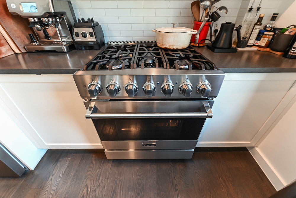 Imperia White Transitional Kitchen with Dark Grey Island, Marble & Stone Counters and Appliances