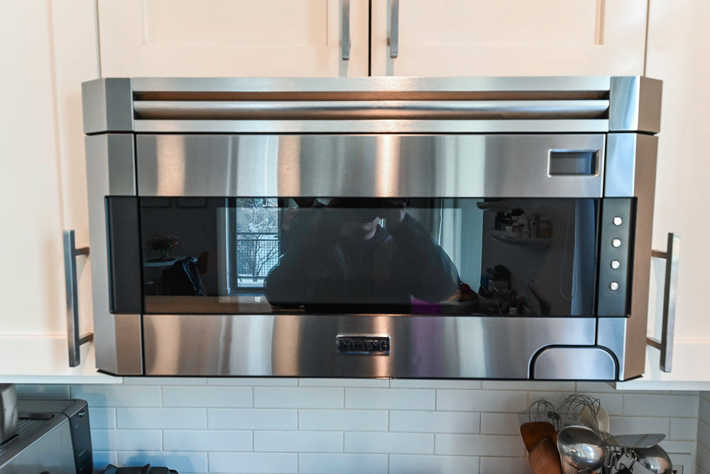 Imperia White Transitional Kitchen with Dark Grey Island, Marble & Stone Counters and Appliances