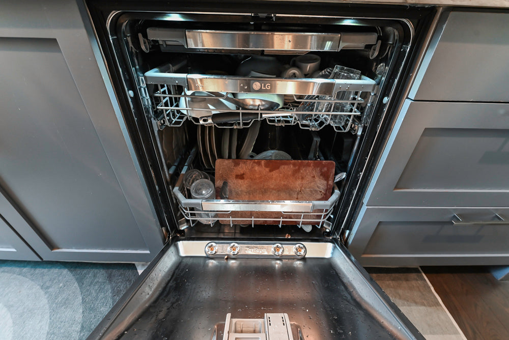 Imperia White Transitional Kitchen with Dark Grey Island, Marble & Stone Counters and Appliances