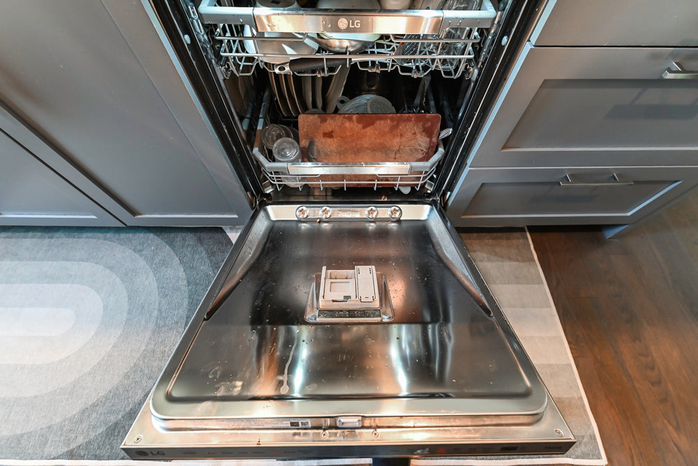 Imperia White Transitional Kitchen with Dark Grey Island, Marble & Stone Counters and Appliances