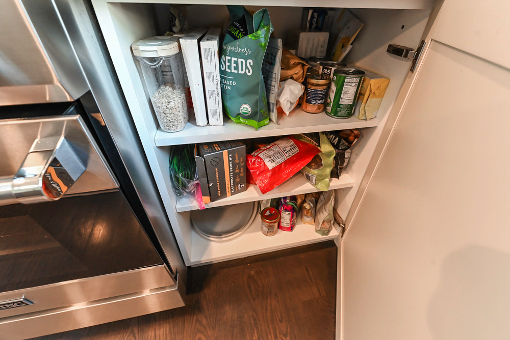 Imperia White Transitional Kitchen with Dark Grey Island, Marble & Stone Counters and Appliances