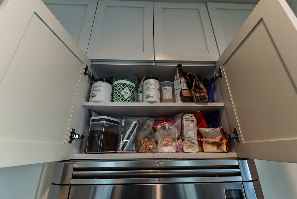 Imperia White Transitional Kitchen with Dark Grey Island, Marble & Stone Counters and Appliances