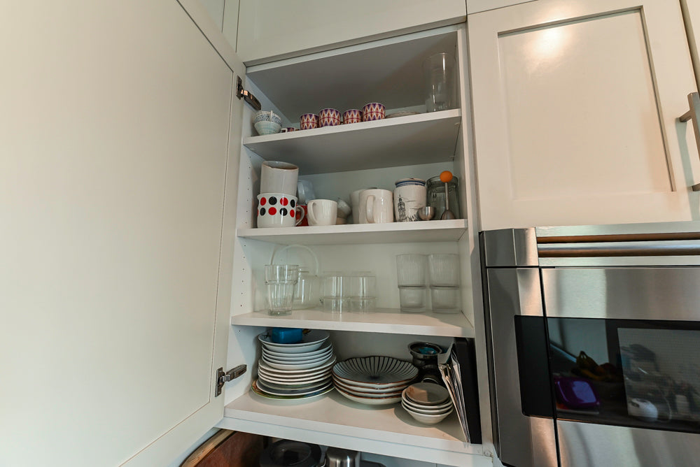 Imperia White Transitional Kitchen with Dark Grey Island, Marble & Stone Counters and Appliances