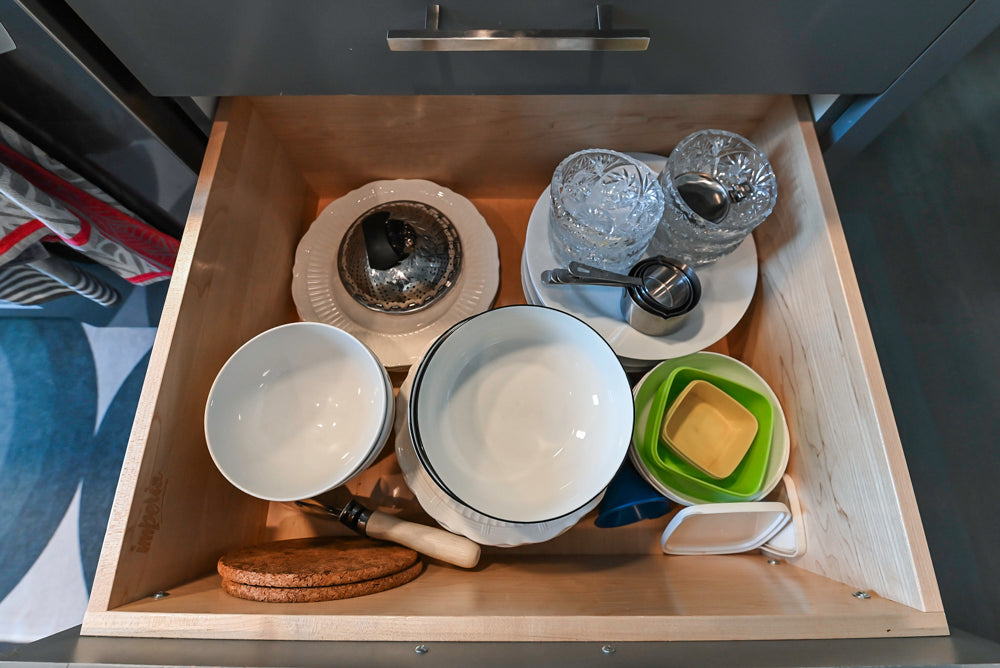 Imperia White Transitional Kitchen with Dark Grey Island, Marble & Stone Counters and Appliances