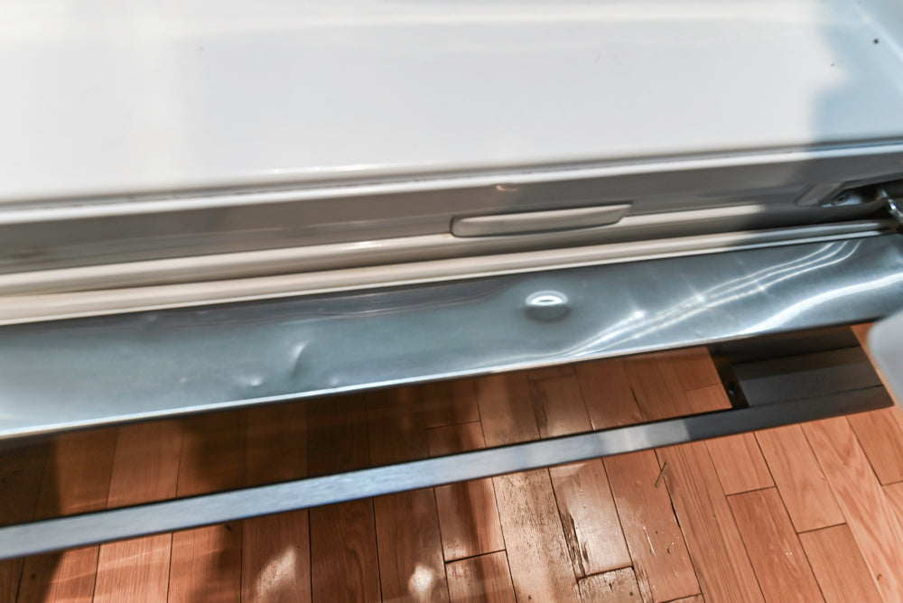 Imperia White Transitional Kitchen with Dark Grey Island, Marble & Stone Counters and Appliances