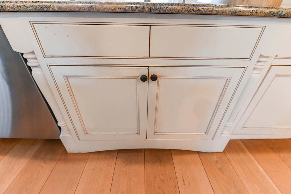 Omega Traditional Light Cream Kitchen with Island, Desk Area and Sub-Zero & Wolf Range